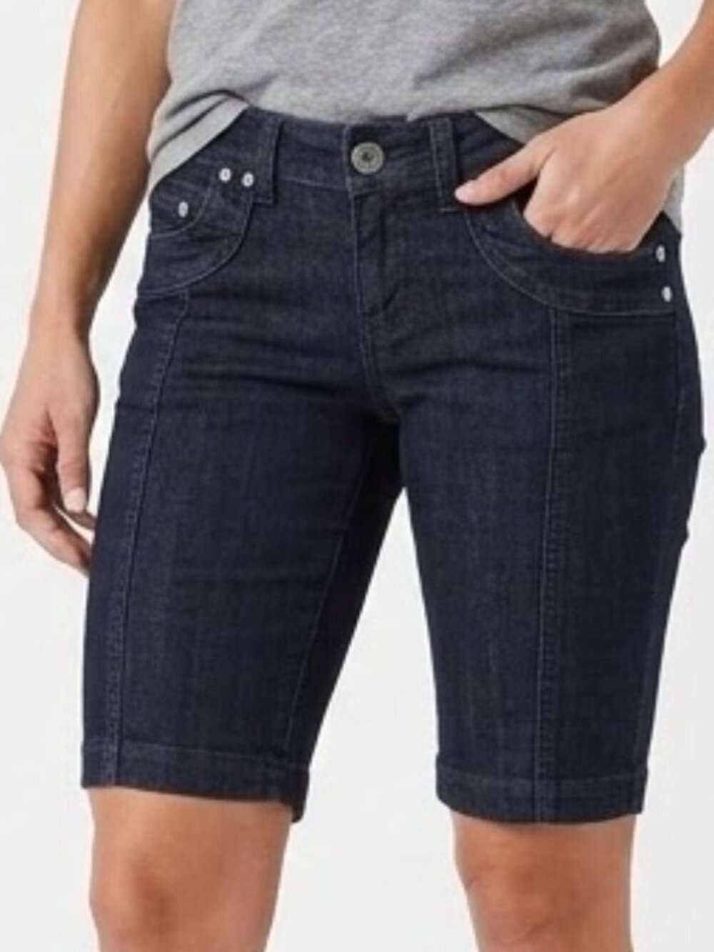 Seductions Women Junior Skinny Stretch Jeans Shorts Size 9 Dark Wash Y2K NWT